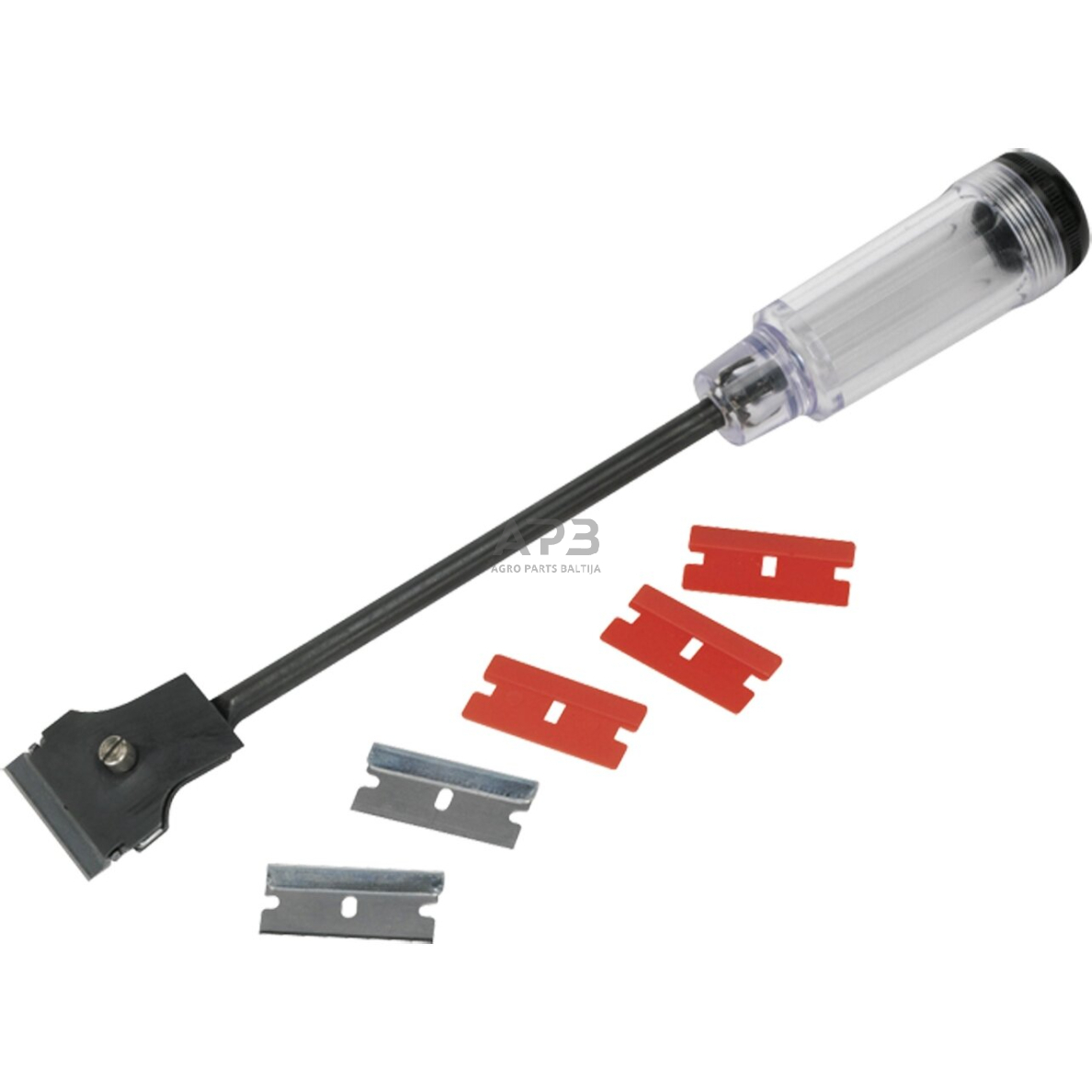 Stiklo grandiklis (prailgintas) su keičiamomis geležtėmis Stiklo grandiklis (prailgintas) su keičiamomis geležtėmis