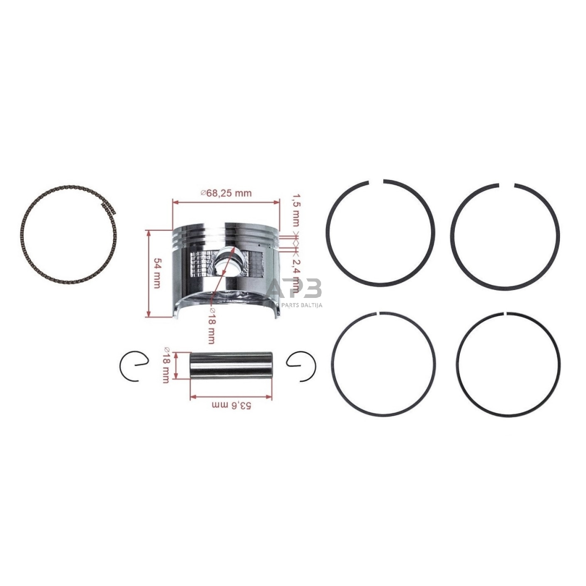 Stūmoklio komplektas HONDA GX160 išmatavimai stūmoklio 68 mm (+0,25 remontinis), 13102-ZF1-000, 13102ZF1000, 13102ZF1000C 2 Stūmoklio komplektas HONDA GX160 išmatavimai stūmoklio 68 mm (+0,25 remontinis), 13102-ZF1-000, 13102ZF1000, 13102ZF1000C 2