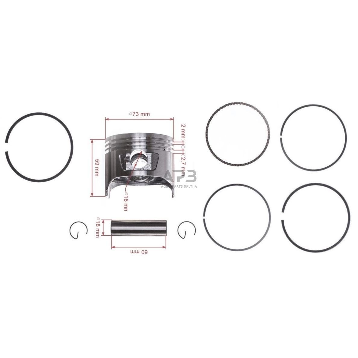 Stūmoklio komplektas HONDA GX240 išmatavimai stūmoklio 73 mm (standartinis), 13101-ZE2-W00, 13101ZE2W00, 13101ZE2W00V 2 Stūmoklio komplektas HONDA GX240 išmatavimai stūmoklio 73 mm (standartinis), 13101-ZE2-W00, 13101ZE2W00, 13101ZE2W00V 2