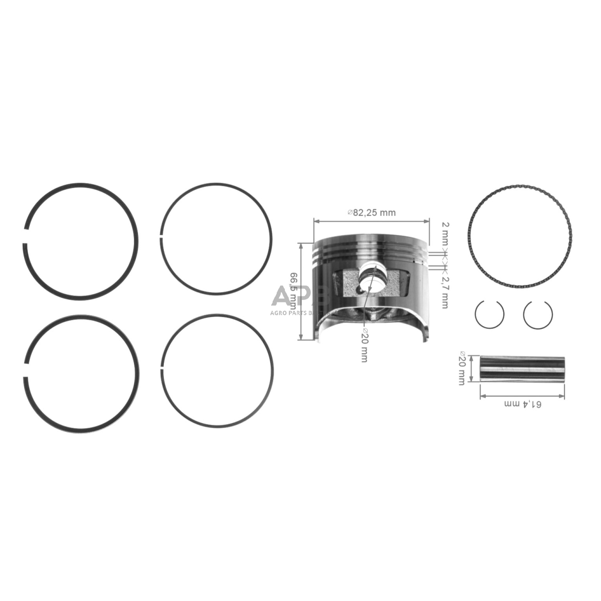 Stūmoklio komplektas Honda GX340 išmatavimai cilindro mm 82 (remontinis 0,25) kaištis mm 20 x 61,4 2 Stūmoklio komplektas Honda GX340 išmatavimai cilindro mm 82 (remontinis 0,25) kaištis mm 20 x 61,4 2