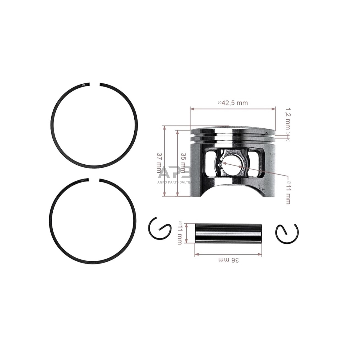 Stūmoklio komplektas kiniškiems pjūklams 58cc 45,2 mm 2 Stūmoklio komplektas kiniškiems pjūklams 58cc 45,2 mm 2