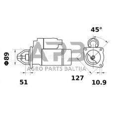 Starteris Mahle 12V, 3.2kW, 10 dantų, CW MS148