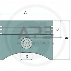 Stūmoklio komplektas BRIGGS & STRATTON išmatavimai cilindro mm 87,00 (standartinis) kaištis 20,30 x 39,40 mm nuo 10AG iki 14AG 597230, 595053, 797015, 797009, 796155, 698767