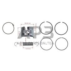 Stūmoklio komplektas Honda GX160 išmatavimai cilindro mm 68 (remontinis 0,25) pirminiai išmatavimai, kaištis 18 x 53,6 mm