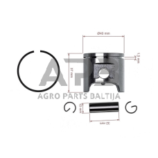 Stūmoklio komplektas Husqvarna 340, išmatavimai stūmoklio 40 mm. 503 87 01-02, 5038701-02, 503870102, 503 89 96-71, 5038996-71, 537 39 97 -02, HU503 87 01-71, HU5038701-71, HU503870171