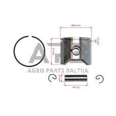 Stūmoklio komplektas Husqvarna 51 išmatavimai stūmoklio 45 mm 503 16 77-01, 5031677-01, 503167701