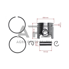 Stūmoklio komplektas krūmapjovėms STIHL FS120, FS120R, FS200, FS200R, FS250, FS250R, FS250, FS300, FS350, HT250, FR350, FR450, FR480, FR480C, FT250 40 mm 4134 030 2003, 41340302003