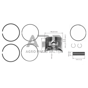 Stūmoklio komplektas HONDA GX390 išmatavimai stūmoklio 88 mm (+0,25 remontinis), 13102-ZF6-W00, 13102ZF6W00, 13102ZF6W00C
