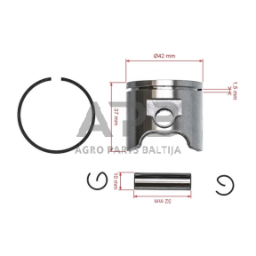 Stūmoklio komplektas Husqvarna 345XP išmatavimai stūmoklio 42 mm. 503 90 73-71, 5039073-71, 503907371