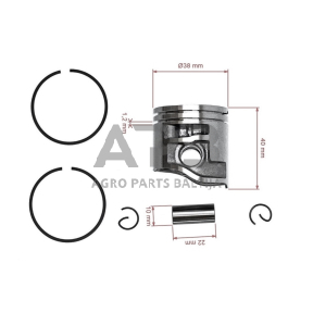 Stūmoklio komplektas pjūklams STIHL MS181 38 mm 1139 030 2005, 11390302005, 1139 030 2002, 11390302002