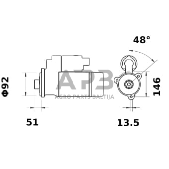 Starteris Mahle  12V, 4.2kW, 10 dantų, CW IS1114 3 Starteris Mahle  12V, 4.2kW, 10 dantų, CW IS1114 3