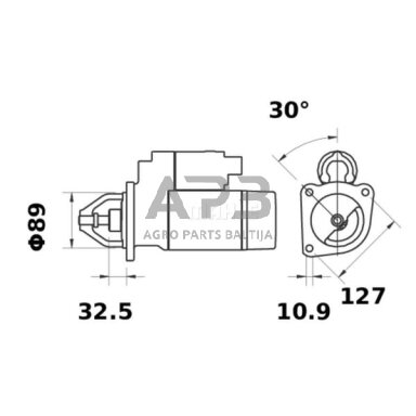 Starteris Mahle 12V, 3.2kW, 10 dantų, CW MS297