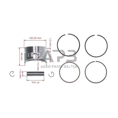 Stūmoklio komplektas Honda GX120 išmatavimai cilindro mm 60 (remontinis 0,25) kaištis 13 x 47 mm