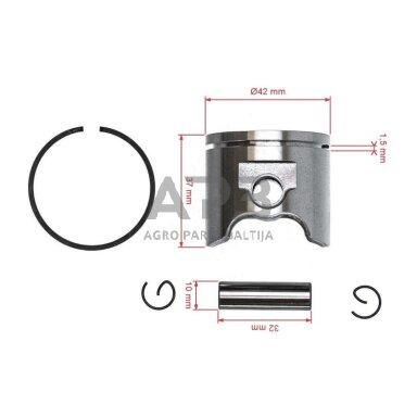 Stūmoklio komplektas Husqvarna 345 išmatavimai stūmoklio 42 mm. 503 90 73-71, 5039073-71, 503907371 Stūmoklio komplektas Husqvarna 345 išmatavimai stūmoklio 42 mm. 503 90 73-71, 5039073-71, 503907371