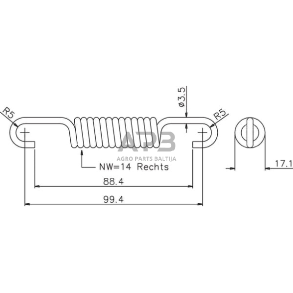 Stabdžių spyruoklė ADR 914M30017RM 1 Stabdžių spyruoklė ADR 914M30017RM 1