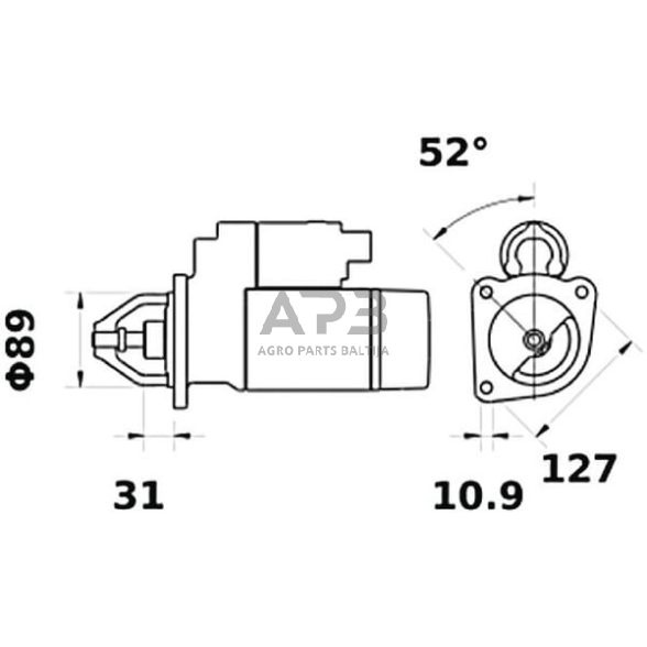 Starteris Mahle 12V, 3.0kW, 9 dantų, CW IS0552 3