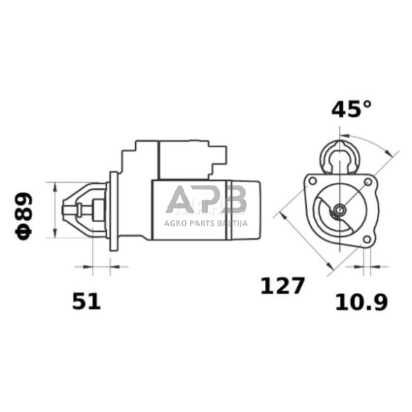 Starteris Mahle 12V, 3.2kW, 10 dantų, CW MS148 1 Starteris Mahle 12V, 3.2kW, 10 dantų, CW MS148 1