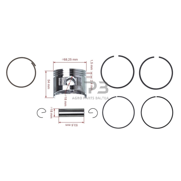 Stūmoklio komplektas HONDA GX160 išmatavimai stūmoklio 68 mm (+0,25 remontinis), 13102-ZF1-000, 13102ZF1000, 13102ZF1000C 2