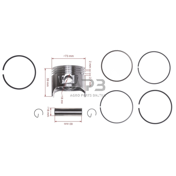 Stūmoklio komplektas HONDA GX240 išmatavimai stūmoklio 73 mm (standartinis), 13101-ZE2-W00, 13101ZE2W00, 13101ZE2W00V 2 Stūmoklio komplektas HONDA GX240 išmatavimai stūmoklio 73 mm (standartinis), 13101-ZE2-W00, 13101ZE2W00, 13101ZE2W00V 2