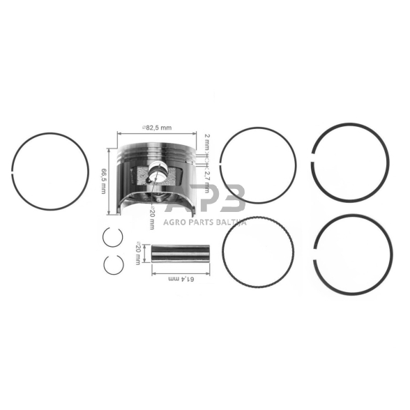 Stūmoklio komplektas Honda GX340 išmatavimai cilindro mm 82 (remontinis 0,50) kaištis mm 20 x 66,5 2 Stūmoklio komplektas Honda GX340 išmatavimai cilindro mm 82 (remontinis 0,50) kaištis mm 20 x 66,5 2