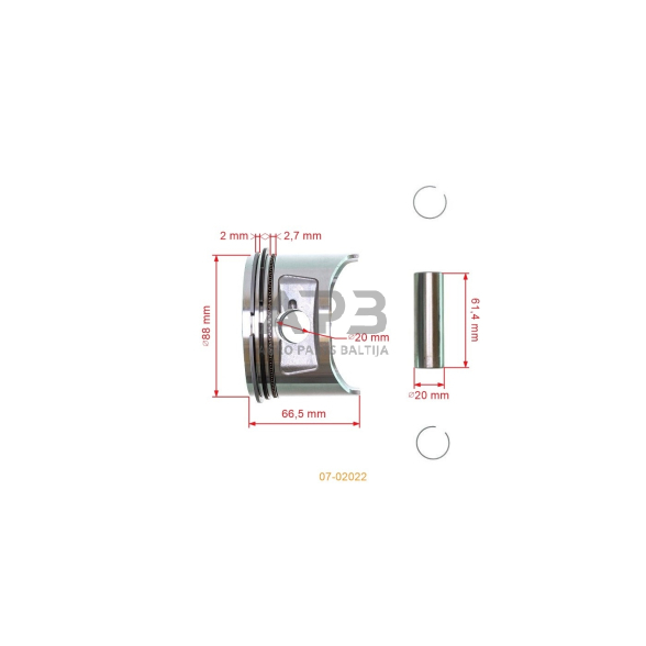 Stūmoklio komplektas HONDA GX390 išmatavimai stūmoklio 88 mm (standartinis), 13101-ZF6-W00, 13101ZF6W00, 13101ZF6W00V 2