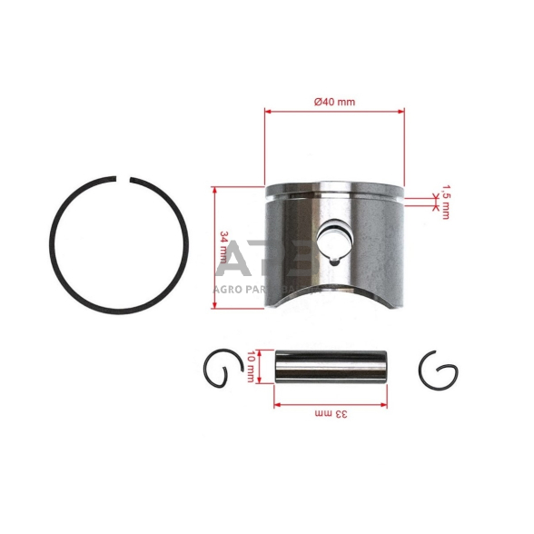 Stūmoklio komplektas Husqvarna 141, išmatavimai stūmoklio 40 mm. 530 06 94-54, 5300694-54, 530069454 2 Stūmoklio komplektas Husqvarna 141, išmatavimai stūmoklio 40 mm. 530 06 94-54, 5300694-54, 530069454 2