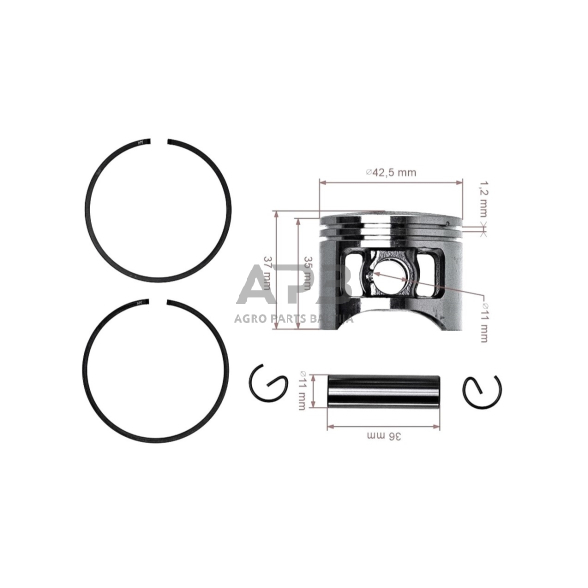 Stūmoklio komplektas kiniškiems pjūklams 58cc 45,2 mm 2