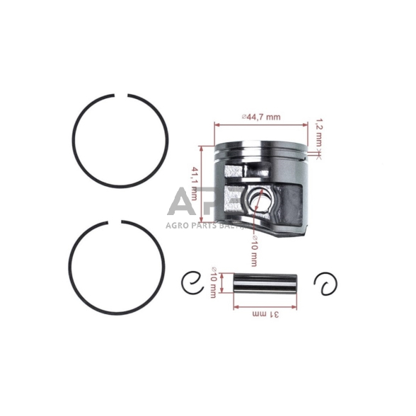 Stūmoklio komplektas pjūklams STIHL MS261, MS261C 44,7 mm 1141 030 2031, 11410302031 2 Stūmoklio komplektas pjūklams STIHL MS261, MS261C 44,7 mm 1141 030 2031, 11410302031 2