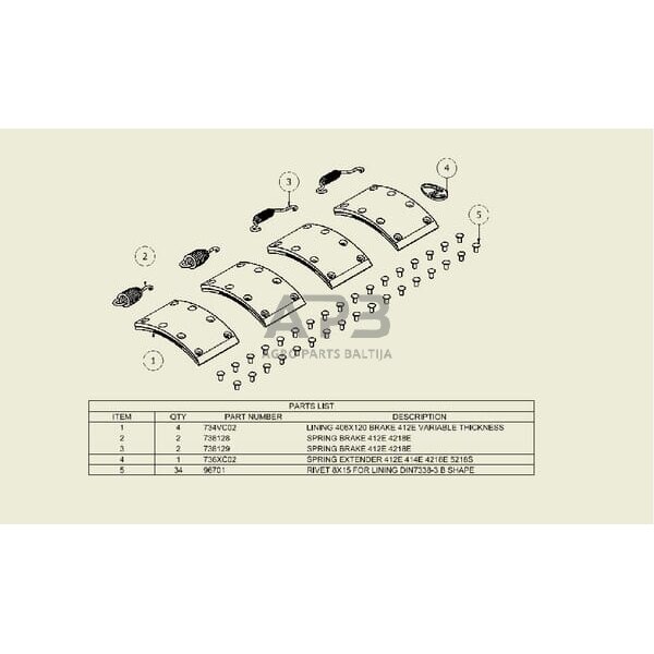 Stabdžių trinkelių komplektas 406x120 ADR 9RH0034 Stabdžių trinkelių komplektas 406x120 ADR 9RH0034