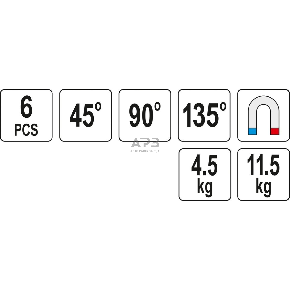 Suvirinimo kampų magnetinių rinkinys (6vnt)(45°-90°-135°) 2 Suvirinimo kampų magnetinių rinkinys (6vnt)(45°-90°-135°) 2