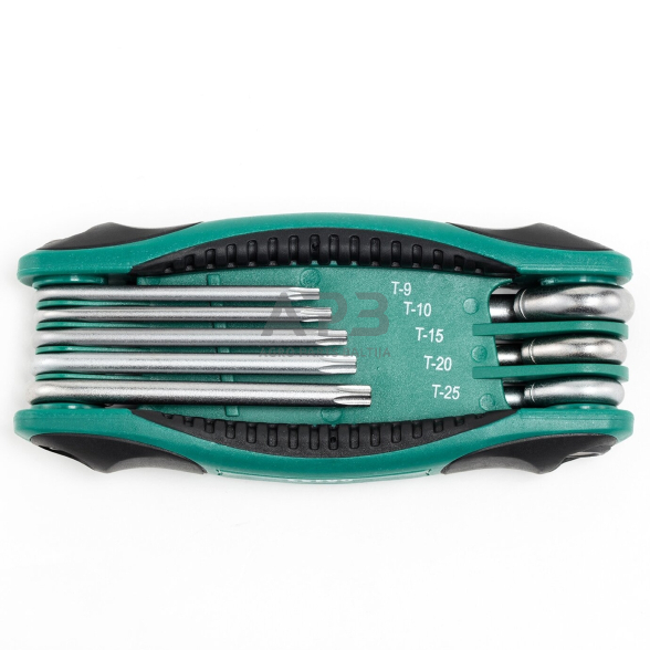 Sulankstomų TORX raktų rinkinys 8vnt. (TT9-T40) su kiauryme 2