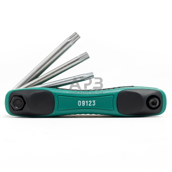 Sulankstomų TORX raktų rinkinys 8vnt. (TT9-T40) su kiauryme 5