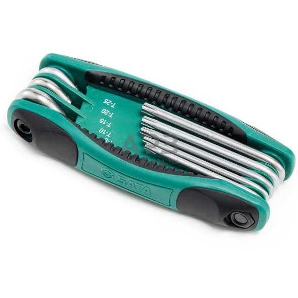 Sulankstomų TORX raktų rinkinys 8vnt. (TT9-T40) su kiauryme