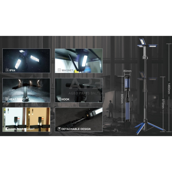 Šviestuvas COB (18W) su trikoju (įkraunamas) 5 Šviestuvas COB (18W) su trikoju (įkraunamas) 5