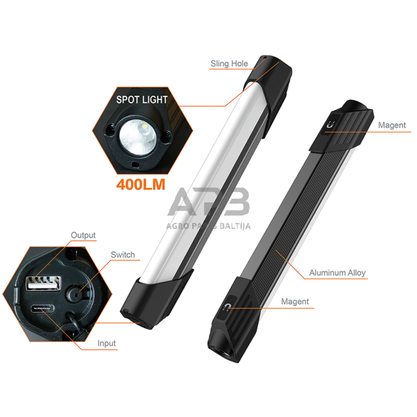 Šviestuvas darbui COB (įkraunamas) 1 Šviestuvas darbui COB (įkraunamas) 1