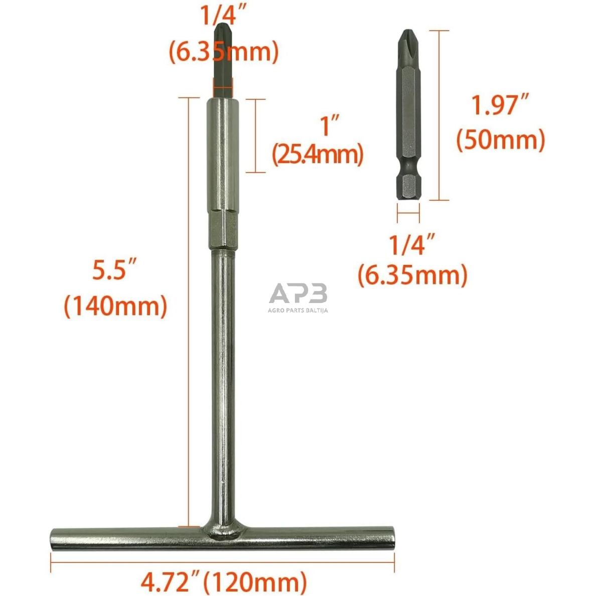 T tipo rankena + JIS 1/4'' antgalių rinkinys 6vnt. 1
