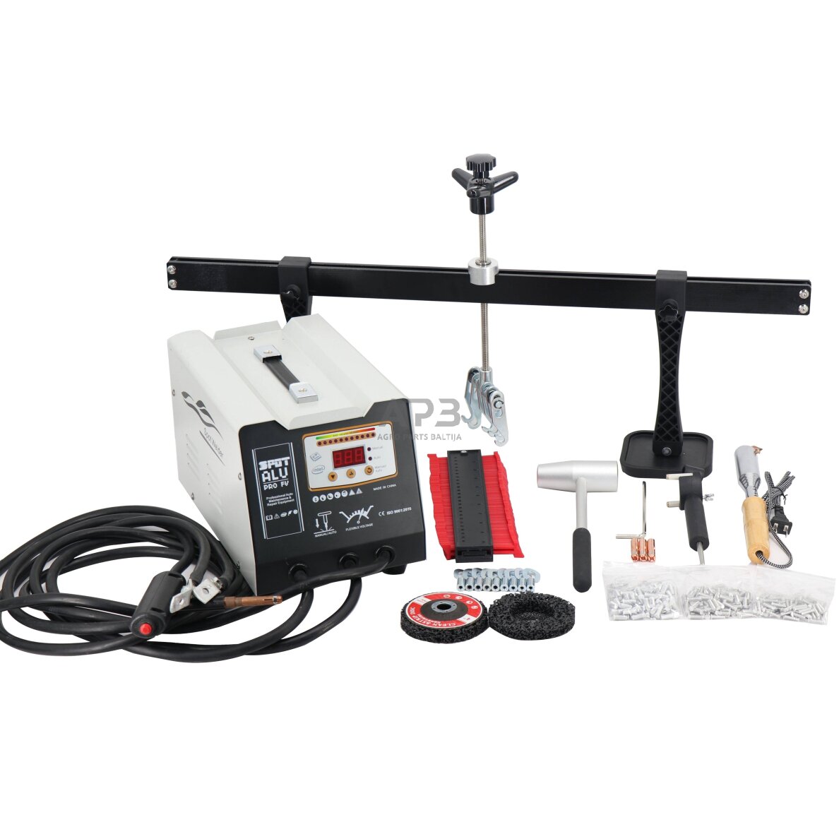 Taškinis kėbulo lyginimo aparatas aliuminiui ir lyginimo įrankių rinkinys