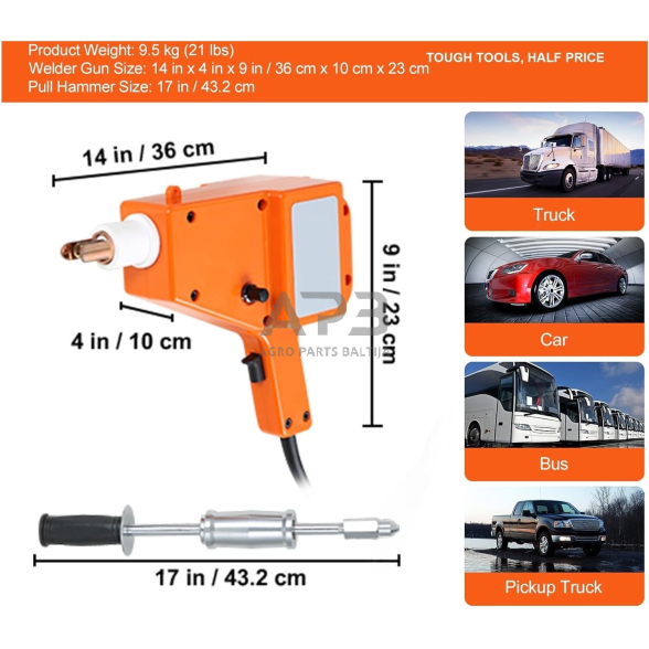 Taškinis kėbulo lyginimo pistoletas 2000W ir lyginimo įrankių rinkinys (plast.dėžė) 6 Taškinis kėbulo lyginimo pistoletas 2000W ir lyginimo įrankių rinkinys (plast.dėžė) 6