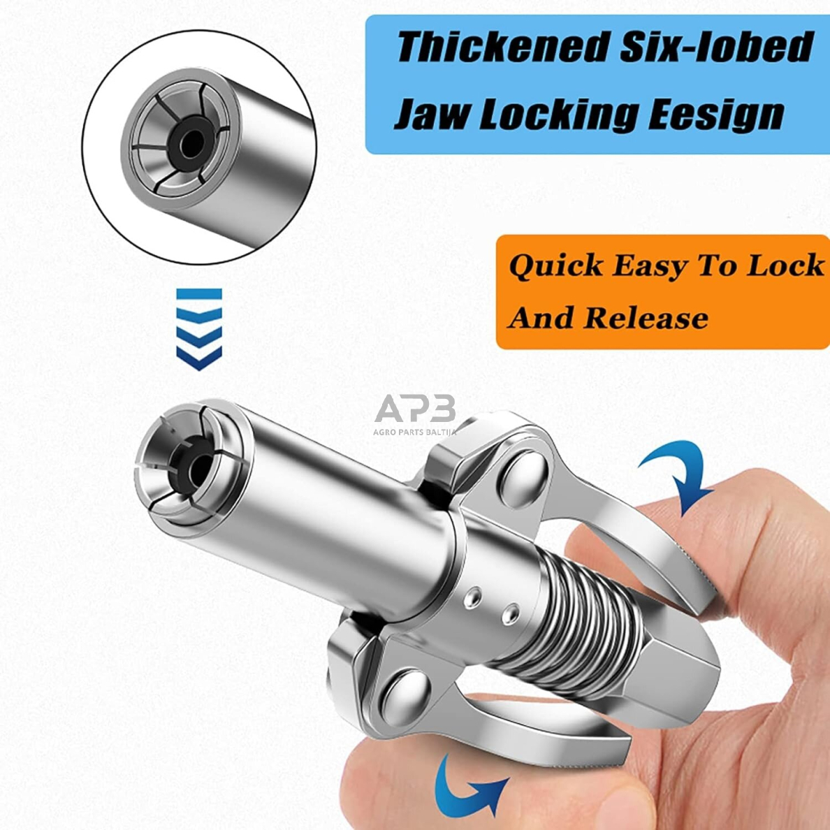 Tepimo preso antgalis 6 segmentų greito užspaudimo M10x1mm 1/8" 4 Tepimo preso antgalis 6 segmentų greito užspaudimo M10x1mm 1/8" 4