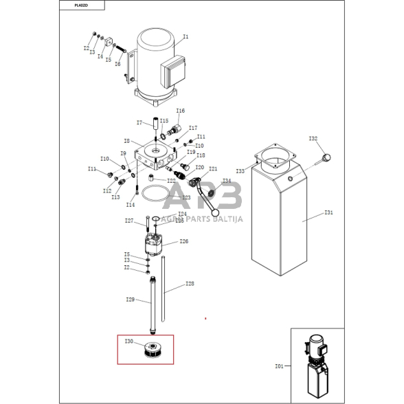 Tepalo filtras hidr. keltuvo stotelei (atsarginė dalis), I30 1 Tepalo filtras hidr. keltuvo stotelei (atsarginė dalis), I30 1