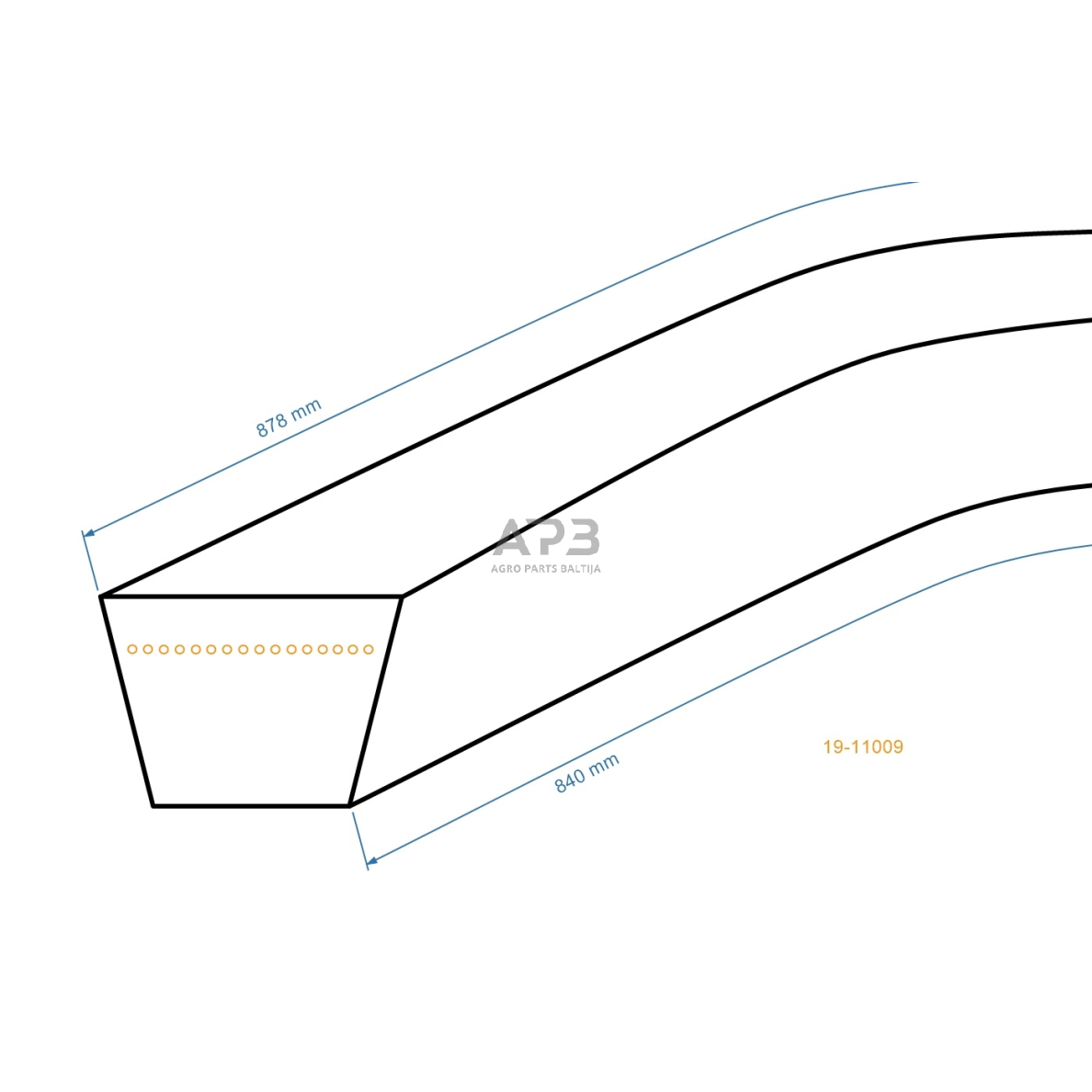 Trapecinis eigos diržas Iseki 135064195/0 Z33 10x840mm Li, 10,00x878mm La 1 Trapecinis eigos diržas Iseki 135064195/0 Z33 10x840mm Li, 10,00x878mm La 1