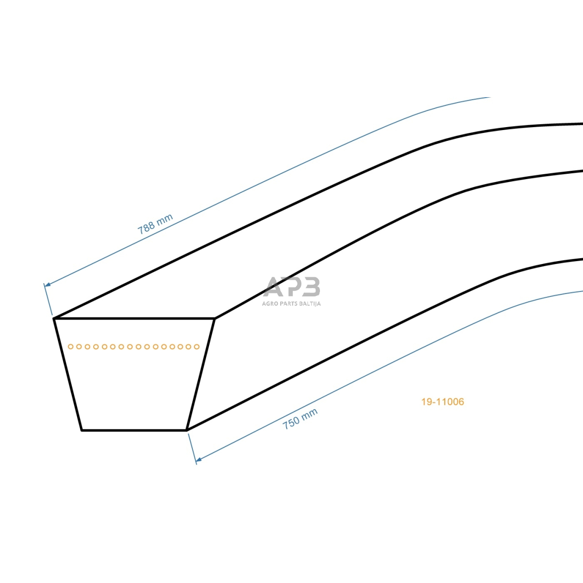 Trapecinis eigos diržas Sandri Garden GI51SP Z29,5 10x750mm Li, 10,00x788mm La 1