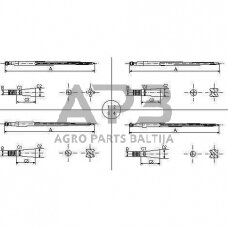 Krautuvo noragai, tiesūs, dvigubo T skerspjūvio, 36x1100 mm, smailus antgalis su M22x1,5 mm veržle, juodi, gopart RT1GP