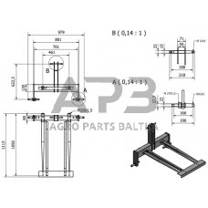 Traktoriaus prikabinimo trikampis 980,00 mm FT2092