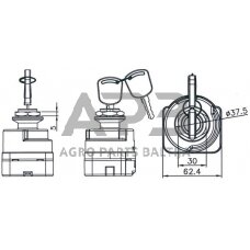 Traktoriaus užvedimo spynelė Pneutron P-0-1-2-3, 6 kontaktų 20503102PN