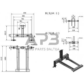 Traktoriaus prikabinimo trikampis 980,00 mm FT2092