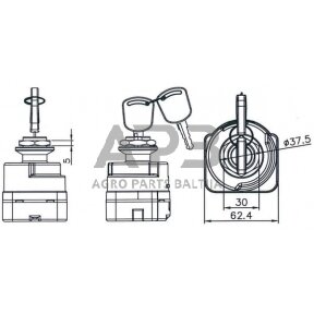 Traktoriaus užvedimo spynelė Pneutron P-0-1-2-3, 6 kontaktų 20503102PN