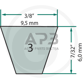 Trapecinis diržas 9,50x673mm Li, 9,50x711mm La 3LK28