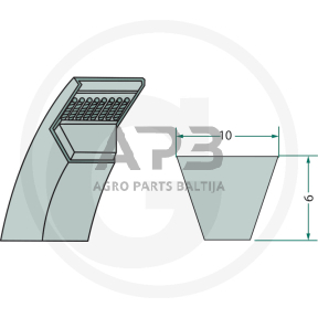 Trapecinis diržas Z26 1/2 10x670mm Li, 10x708mm La