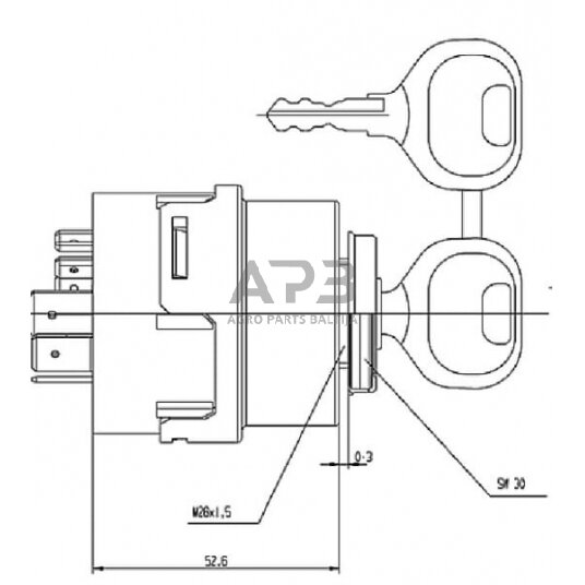 Traktoriaus užvedimo spynelė Pneutron P-0-1-2-3, 10 kontaktų 20501003PN 4 Traktoriaus užvedimo spynelė Pneutron P-0-1-2-3, 10 kontaktų 20501003PN 4